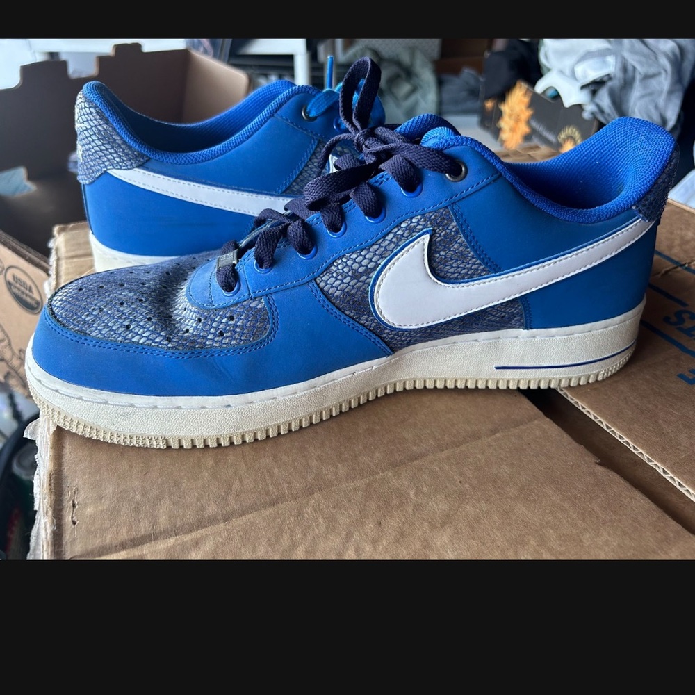 Nike Air Force 1 Snakeskin Blue Athletic Shoes
